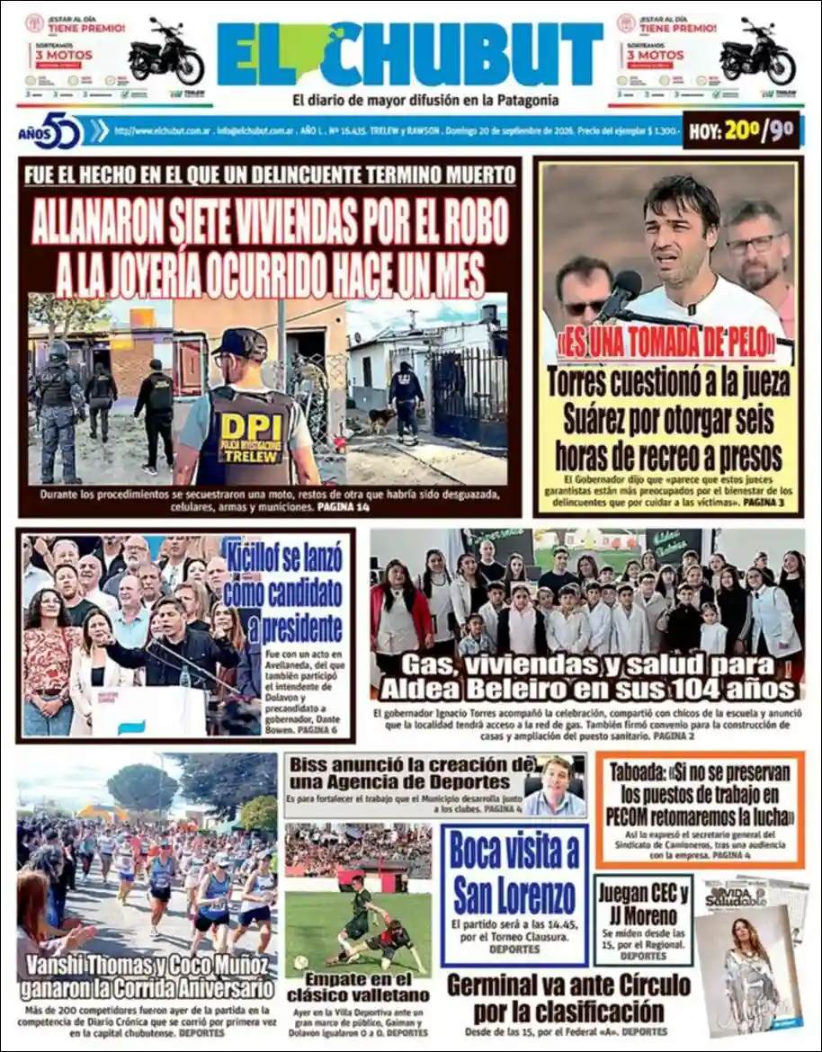 Estudios Max | FM GÉNESIS TRES ISLETAS - Tapa del diario El Chubut