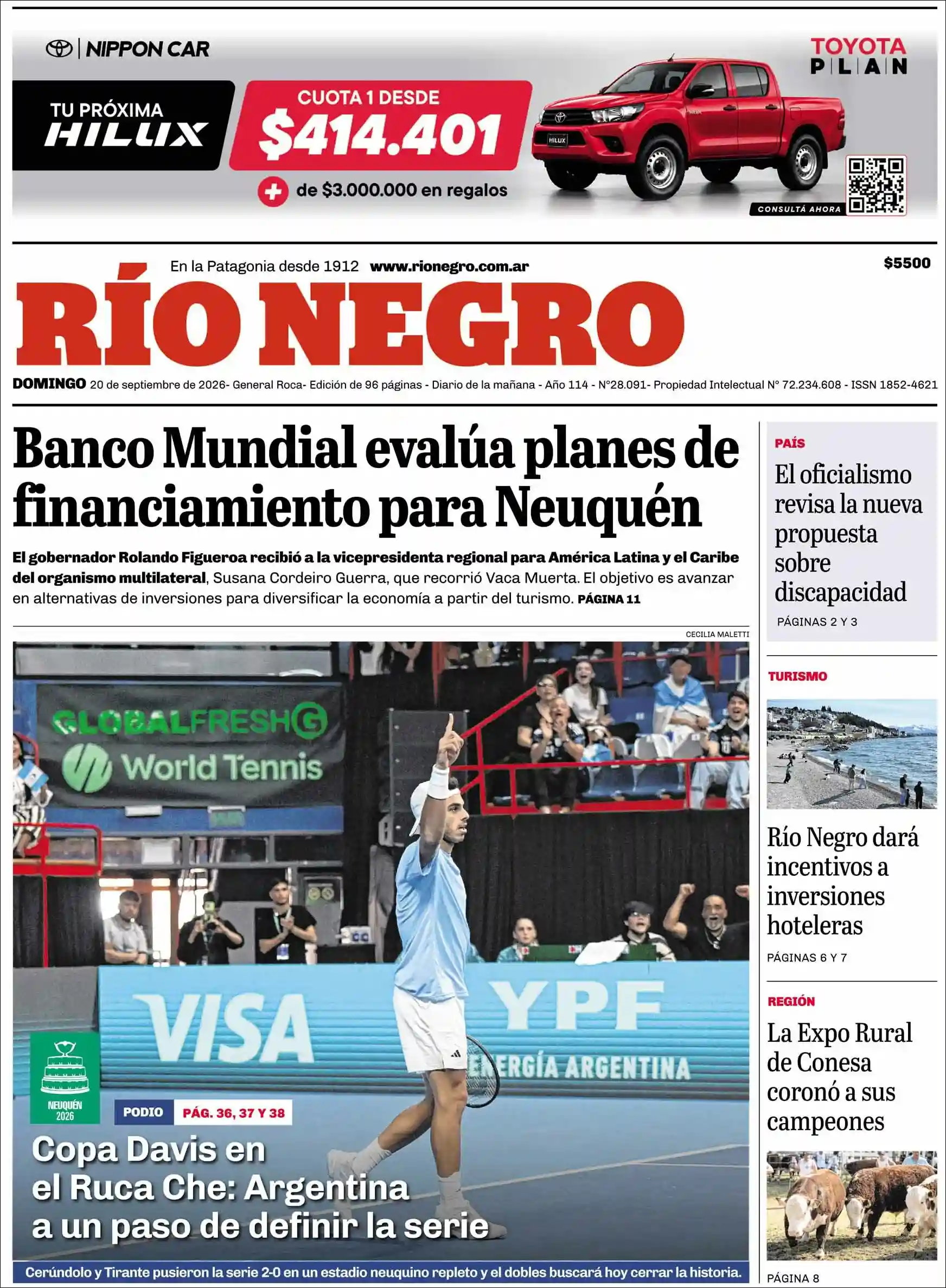 Estudios Max | FM GÉNESIS TRES ISLETAS - Tapa del diario Rio Negro